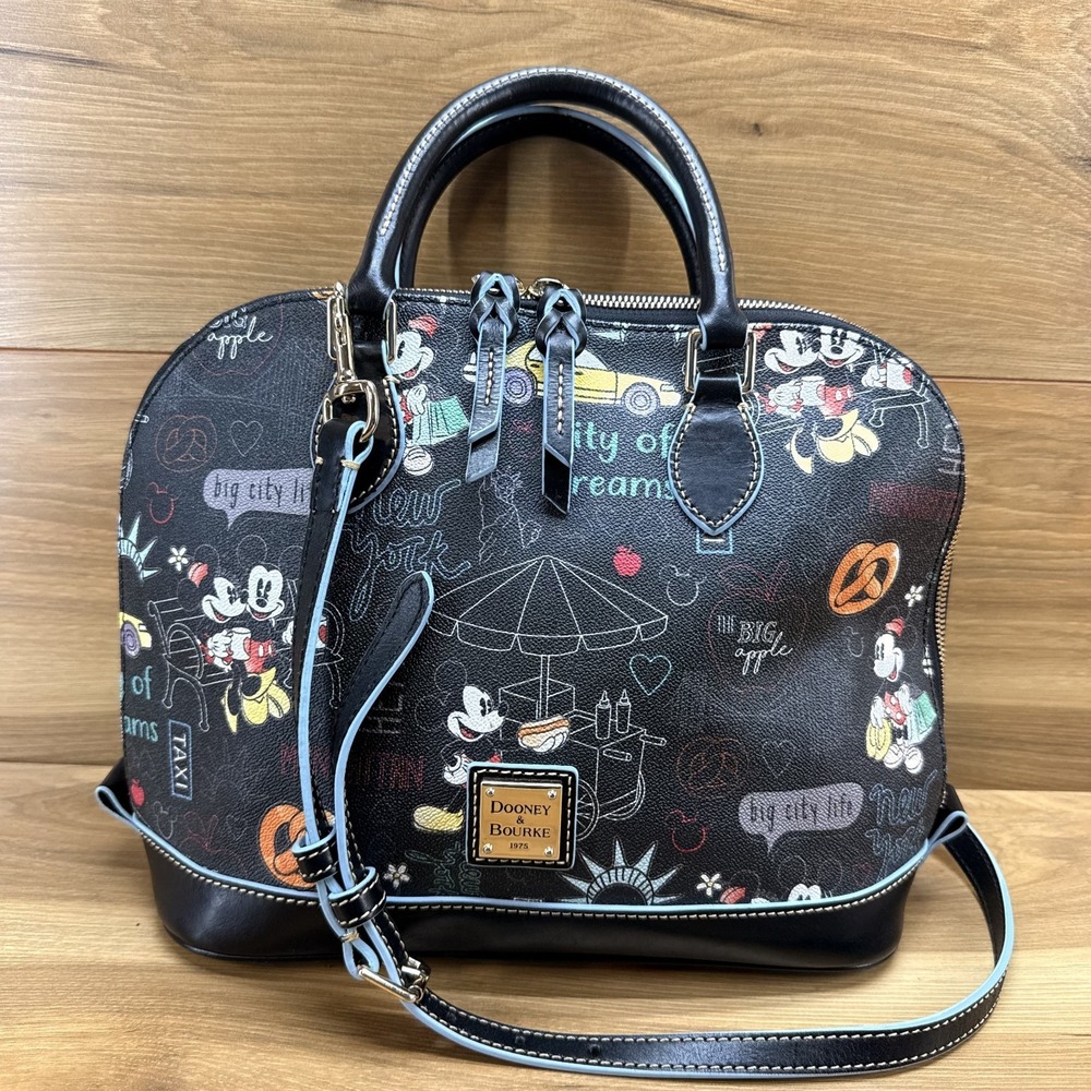 Dooney & Bourke Disney New York City Of Dreams Satchel Black Multi Dome Mickey